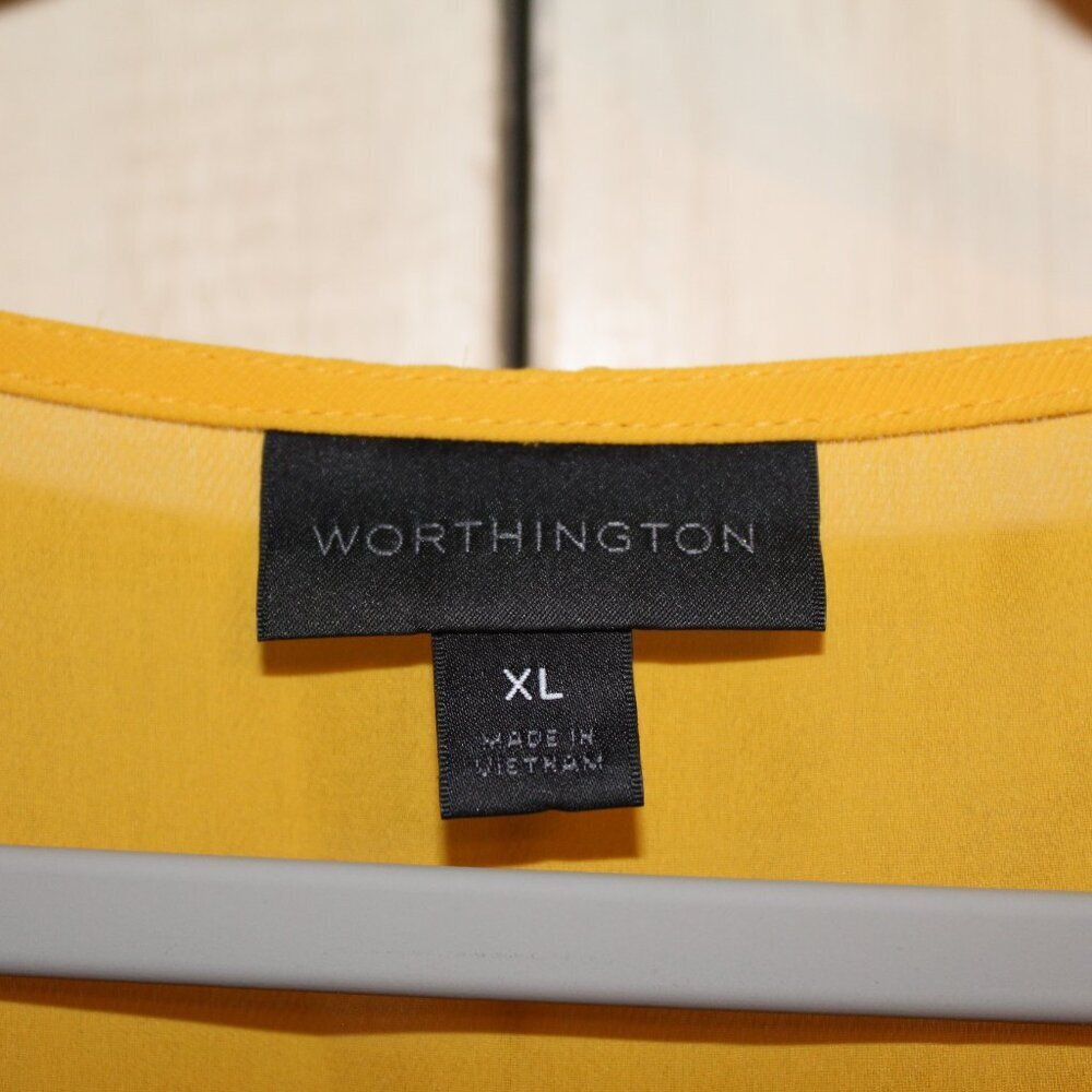 Worthington yellow sleeveless v-neck button-down front w/ tie-front detail XL - Picture 3 of 4